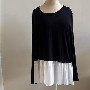 Karen Kane Classic Black Flounce Top